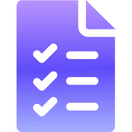 Icon showing a document with three checkmarks and horizontal lines indicating a checklist or task list.